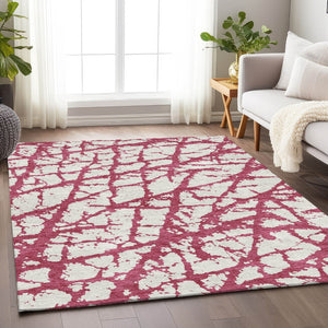 HomeRoots 10' Blush and Ivory Abstract Area Rug - Washable, UV Protected, Durable Design for Modern Homes 676818