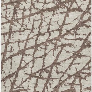 HomeRoots 5' X 8' Brown And Beige Abstract Area Rug - Stylish, Washable, UV-Protected for Homes with Kids & Pets 676820