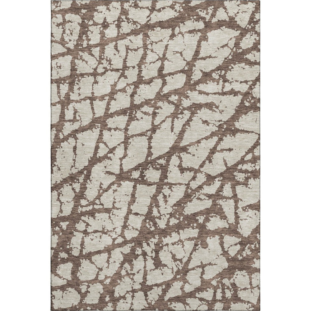 HomeRoots 8' X 10' Washable Brown & Beige Abstract Area Rug with UV Protection for Durable, Stylish Living Spaces 676822