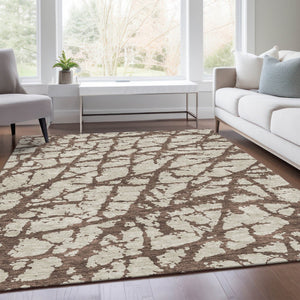 HomeRoots 8' X 10' Washable Brown & Beige Abstract Area Rug with UV Protection for Durable, Stylish Living Spaces 676822