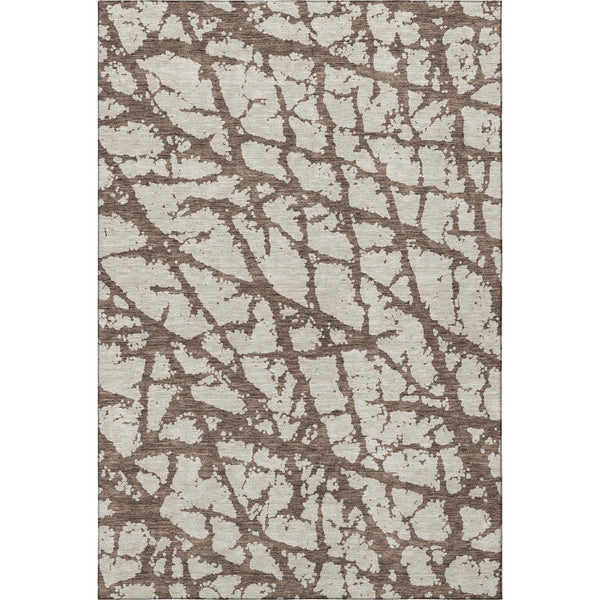 HomeRoots 8' X 10' Washable Brown & Beige Abstract Area Rug with UV Protection for Durable, Stylish Living Spaces 676822