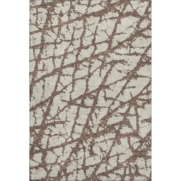 HomeRoots 9' x 12' Washable Brown and Beige Abstract Area Rug with UV Protection for Modern Living Spaces 676823