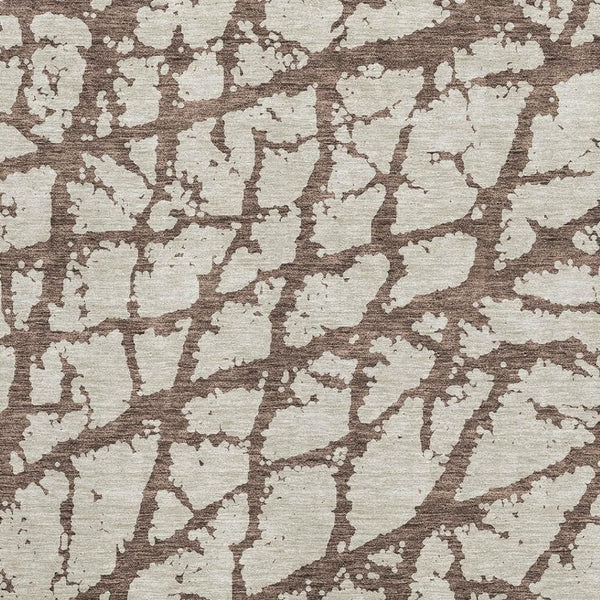 HomeRoots 9' x 12' Washable Brown and Beige Abstract Area Rug with UV Protection for Modern Living Spaces 676823