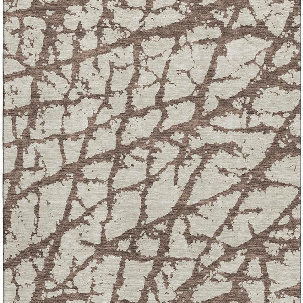 HomeRoots 9' x 12' Washable Brown and Beige Abstract Area Rug with UV Protection for Modern Living Spaces 676823