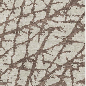 HomeRoots 10' X 14' Stylish Brown and Beige Abstract Washable Area Rug with UV Protection for Modern Spaces 676824