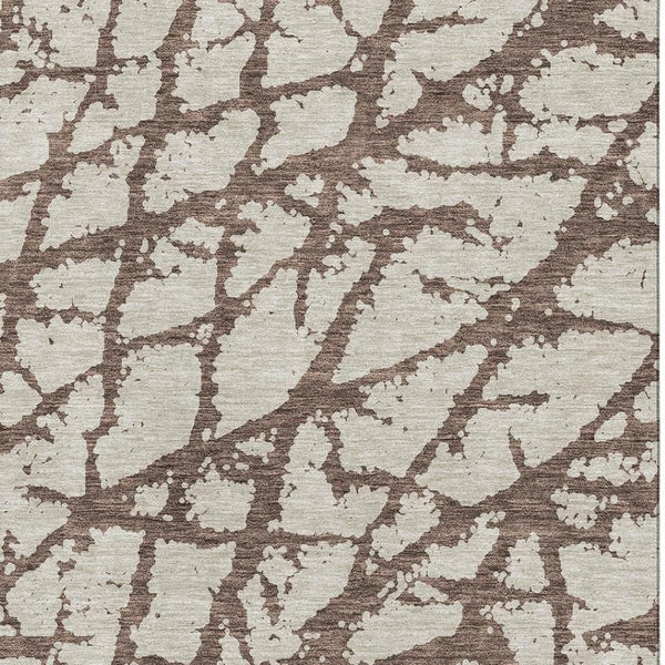 HomeRoots 10' X 14' Stylish Brown and Beige Abstract Washable Area Rug with UV Protection for Modern Spaces 676824