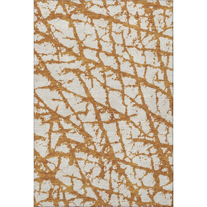 HomeRoots 5' Copper and Ivory Abstract Washable Area Rug with UV Protection - Durable, Stylish, Easy-Care Design! 676826
