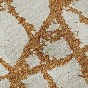 HomeRoots 8' Copper and Ivory Abstract Washable Round Rug - UV Protected, Stain-Resistant, Ideal for Families 676827