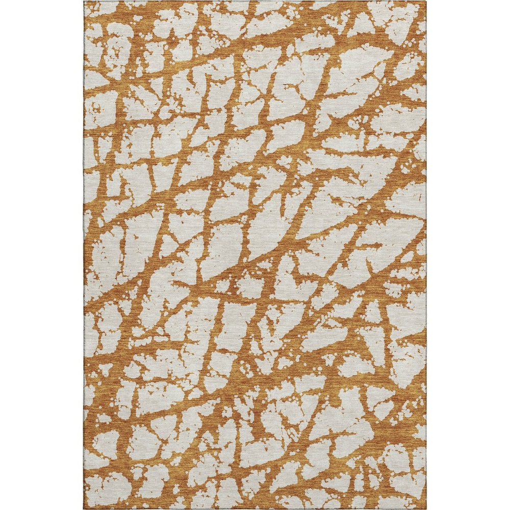 HomeRoots 10' X 14' Copper And Ivory Abstract Area Rug – Stylish, Washable, UV-Protected for Active Homes 676830