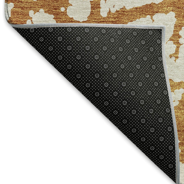 HomeRoots 10' X 14' Copper And Ivory Abstract Area Rug – Stylish, Washable, UV-Protected for Active Homes 676830