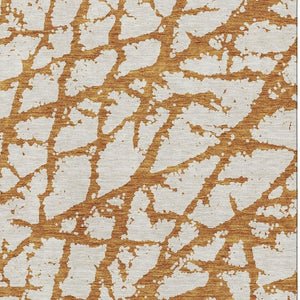 HomeRoots 10' X 14' Copper And Ivory Abstract Area Rug – Stylish, Washable, UV-Protected for Active Homes 676830