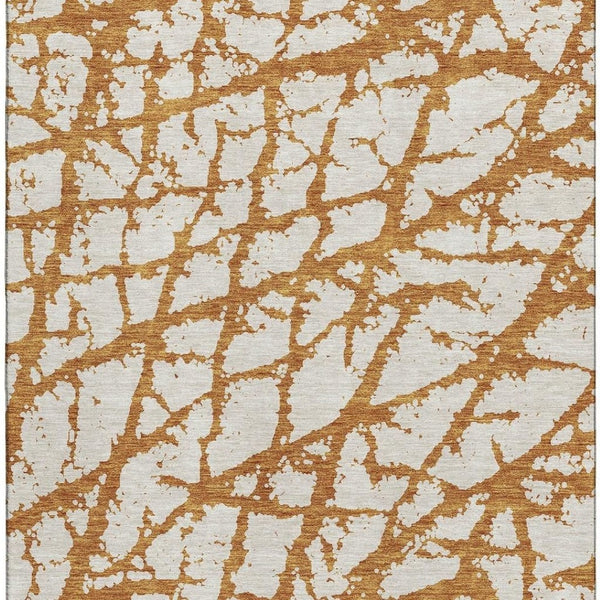 HomeRoots 10' X 14' Copper And Ivory Abstract Area Rug – Stylish, Washable, UV-Protected for Active Homes 676830