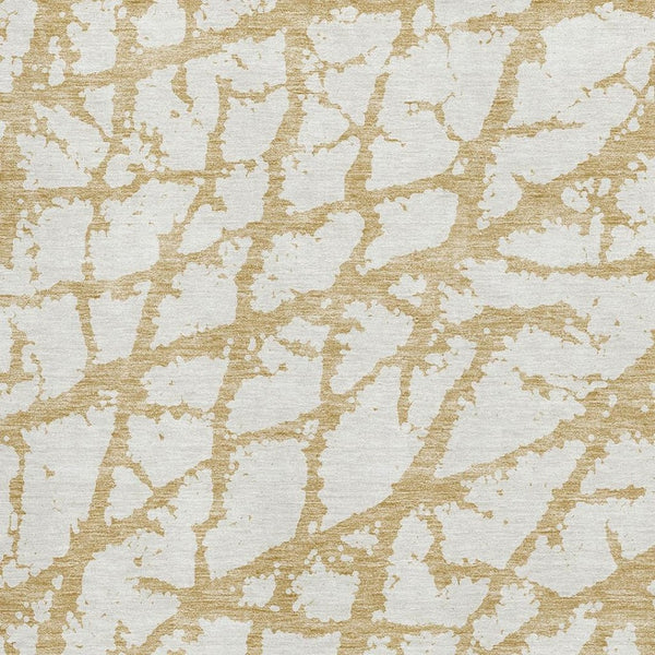 HomeRoots 9' X 12' Gold and Ivory Abstract Washable Area Rug - Durable, Stylish, UV Protected for Homes with Kids 676835