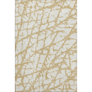 HomeRoots 10' Gold and Ivory Abstract Washable Area Rug - UV Protected, Durable, Stylish for Modern Homes 676836