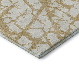 HomeRoots 10' Gold and Ivory Abstract Washable Area Rug - UV Protected, Durable, Stylish for Modern Homes 676836