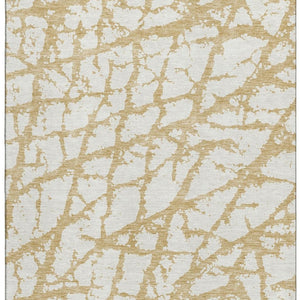 HomeRoots 10' Gold and Ivory Abstract Washable Area Rug - UV Protected, Durable, Stylish for Modern Homes 676836