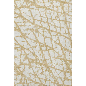 HomeRoots 10' Gold and Ivory Abstract Washable Area Rug - UV Protected, Durable, Stylish for Modern Homes 676836