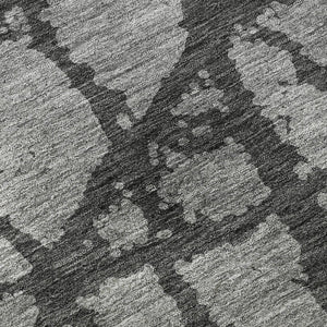 HomeRoots 8' Gray and Charcoal Abstract Washable Round Rug – Stylish, Durable, UV Protected for Modern Homes 676839
