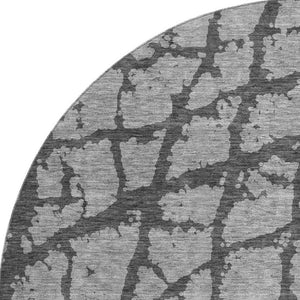 HomeRoots 8' Gray and Charcoal Abstract Washable Round Rug – Stylish, Durable, UV Protected for Modern Homes 676839