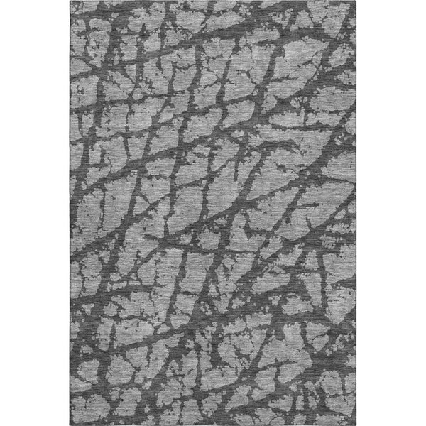 HomeRoots 8' X 10' Gray and Charcoal Abstract Area Rug - Washable, Stain Resistant, UV Protected for Modern Homes 676840