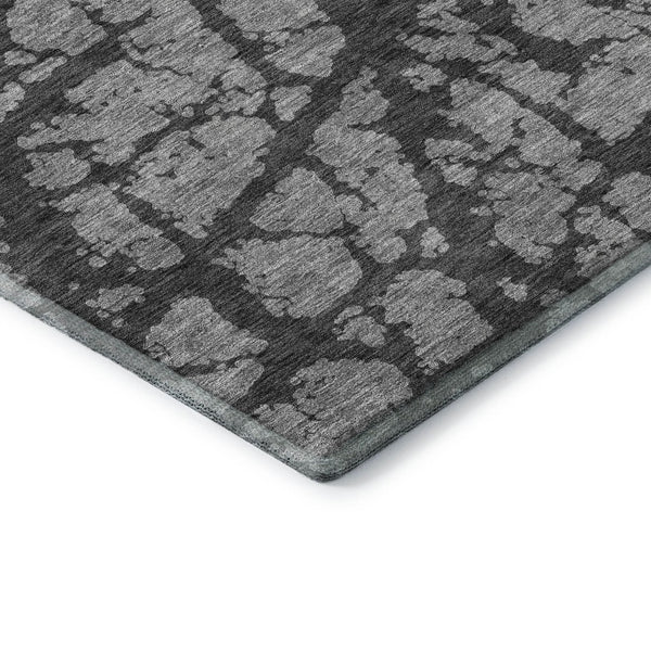 HomeRoots 8' X 10' Gray and Charcoal Abstract Area Rug - Washable, Stain Resistant, UV Protected for Modern Homes 676840