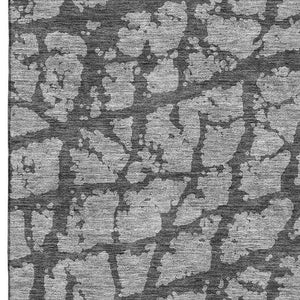 HomeRoots 9' X 12' Gray and Charcoal Abstract Washable Area Rug - Durable, UV-Protected, and Stylish for Homes 676841