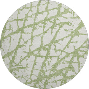 HomeRoots 8' Green and Ivory Abstract Round Rug - Washable, UV-Protected, Durable & Stylish for All Spaces! 676845