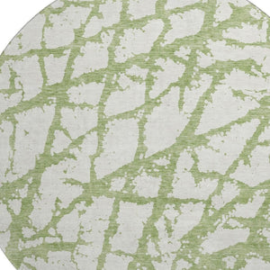 HomeRoots 8' Green and Ivory Abstract Round Rug - Washable, UV-Protected, Durable & Stylish for All Spaces! 676845