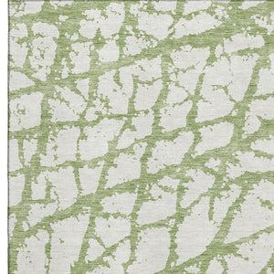 HomeRoots 8' X 10' Green And Ivory Abstract Area Rug - Washable, Stain-Resistant, UV Protected for Busy Homes 676846