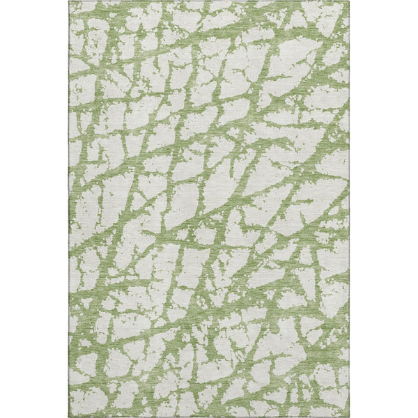HomeRoots 9' X 12' Green And Ivory Abstract Washable Area Rug – Stylish, Durable, Stain-Resistant, UV Protected! 676847