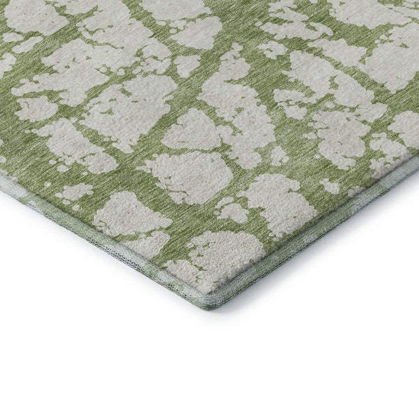 HomeRoots 9' X 12' Green And Ivory Abstract Washable Area Rug – Stylish, Durable, Stain-Resistant, UV Protected! 676847