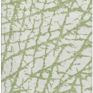 HomeRoots 9' X 12' Green And Ivory Abstract Washable Area Rug – Stylish, Durable, Stain-Resistant, UV Protected! 676847
