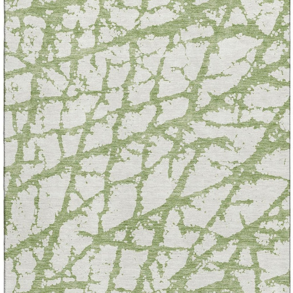 HomeRoots 9' X 12' Green And Ivory Abstract Washable Area Rug – Stylish, Durable, Stain-Resistant, UV Protected! 676847