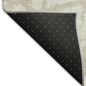 HomeRoots 5' X 8' Ivory & Beige Abstract Washable Area Rug - Durable, UV-Protected, Family-Friendly Design! 676850