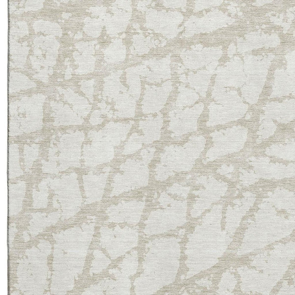HomeRoots 9' X 12' Ivory and Beige Abstract Washable Area Rug - Modern, UV Protected, Stain Resistant Design 676853