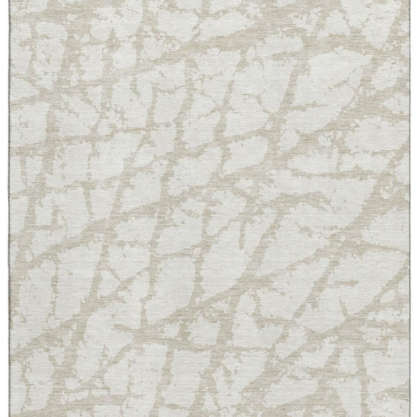 HomeRoots 9' X 12' Ivory and Beige Abstract Washable Area Rug - Modern, UV Protected, Stain Resistant Design 676853