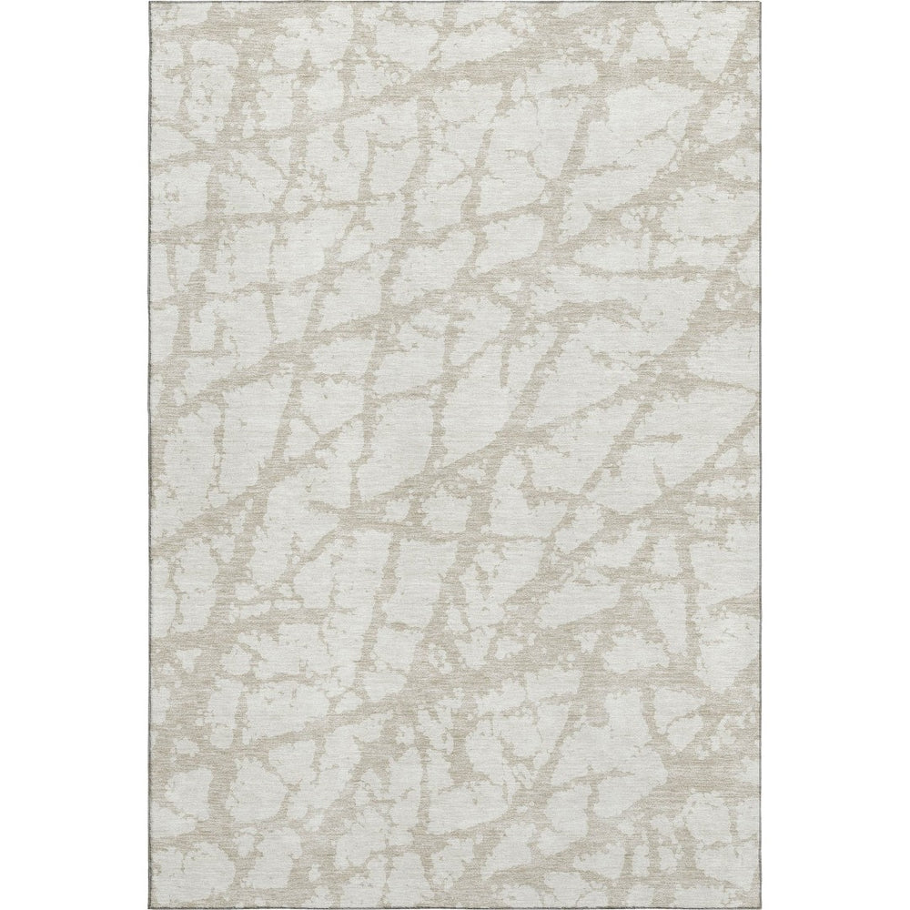 HomeRoots 10' X 14' Ivory and Beige Abstract Washable Area Rug – Stylish, Durable, UV-Protected for Busy Homes 676854