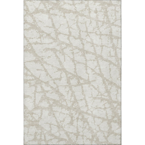HomeRoots 10' X 14' Ivory and Beige Abstract Washable Area Rug – Stylish, Durable, UV-Protected for Busy Homes 676854