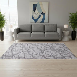 HomeRoots 5' X 8' Stylish Lavender Beige Abstract Washable Area Rug - UV Protected, Pet-Friendly Design! 676856