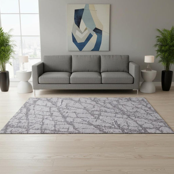 HomeRoots 5' X 8' Stylish Lavender Beige Abstract Washable Area Rug - UV Protected, Pet-Friendly Design! 676856