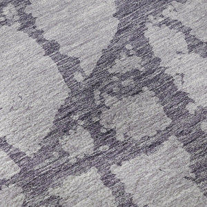 HomeRoots 8' Contemporary Lavender & Beige Abstract Round Rug - Washable, UV Protected, Stain Resistant Design 676857