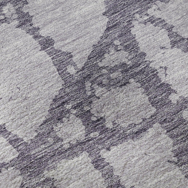 HomeRoots 8' Contemporary Lavender & Beige Abstract Round Rug - Washable, UV Protected, Stain Resistant Design 676857
