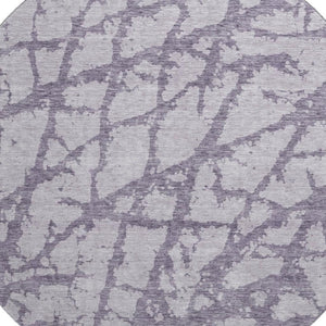 HomeRoots 8' Contemporary Lavender & Beige Abstract Round Rug - Washable, UV Protected, Stain Resistant Design 676857