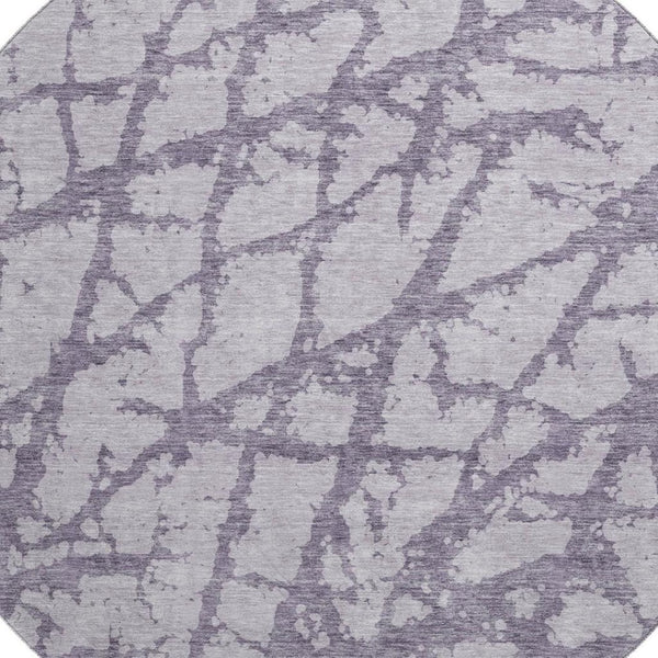 HomeRoots 8' Contemporary Lavender & Beige Abstract Round Rug - Washable, UV Protected, Stain Resistant Design 676857