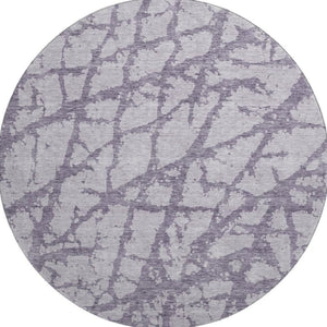 HomeRoots 8' Contemporary Lavender & Beige Abstract Round Rug - Washable, UV Protected, Stain Resistant Design 676857
