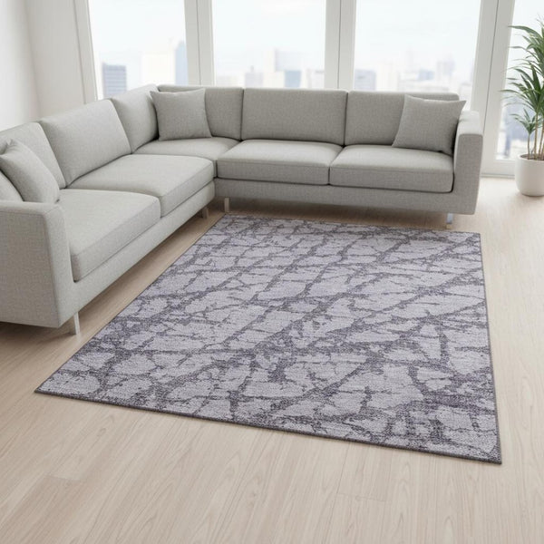 HomeRoots 8' X 10' Elegant Lavender Beige Abstract Washable Area Rug - Stain Resistant, UV Protected Charm 676858