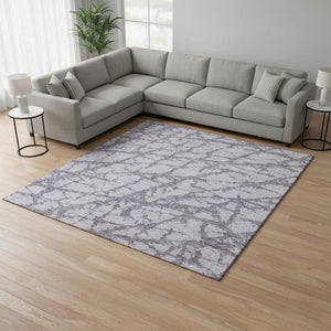 HomeRoots 9' X 12' Stylish Lavender & Beige Abstract Area Rug - Washable, UV Protected, Perfect for Homes! 676859