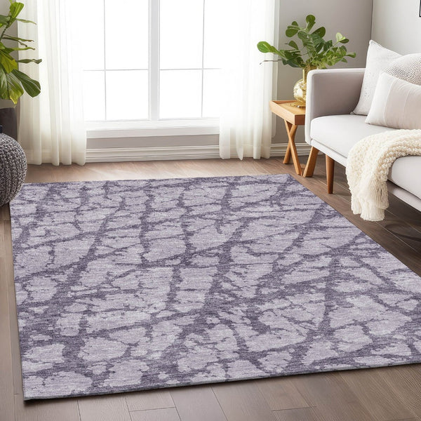 HomeRoots 9' X 12' Stylish Lavender & Beige Abstract Area Rug - Washable, UV Protected, Perfect for Homes! 676859