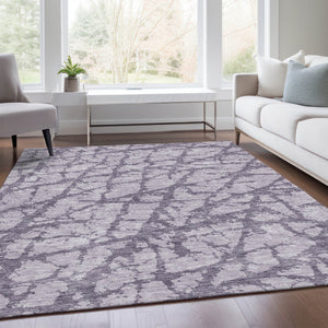 HomeRoots 9' X 12' Stylish Lavender & Beige Abstract Area Rug - Washable, UV Protected, Perfect for Homes! 676859