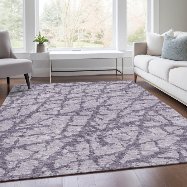 HomeRoots 9' X 12' Stylish Lavender & Beige Abstract Area Rug - Washable, UV Protected, Perfect for Homes! 676859